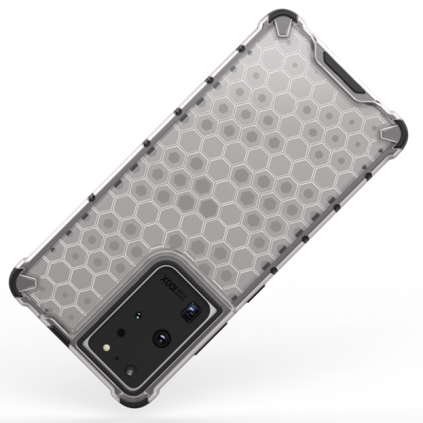 Honeycomb etui pancerny pokrowiec z żelową ramką Samsung Galaxy S22 Ultra przezroczysty
