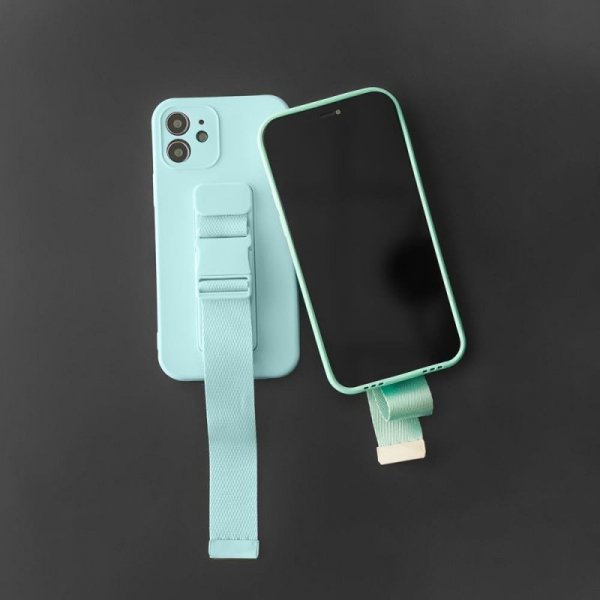 Rope Case silikonowe etui ze smyczą torebka smycz pasek do Xiaomi Poco M4 Pro 5G czarny