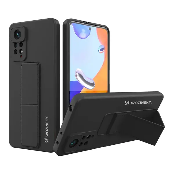 Wozinsky Kickstand Case silikonowe etui z podstawką etui Xiaomi Redmi Note 11 Pro czarne