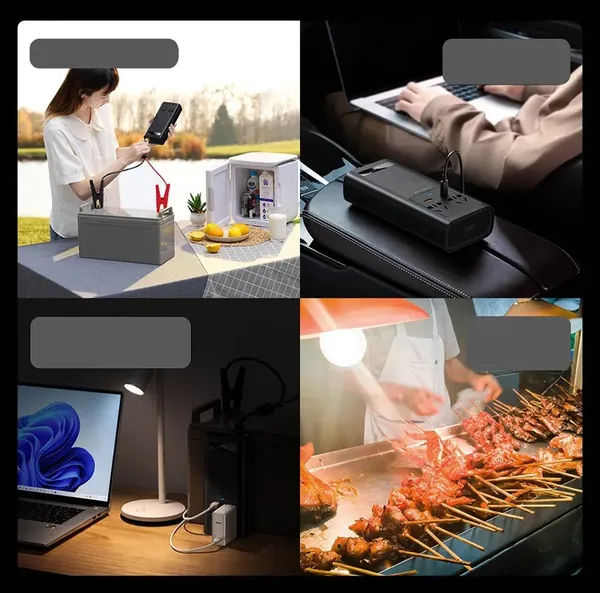 Baseus samochodowa przetwornica inwerter prądu 150W 12V / 500W  220V (wtyczka EU i CN) czarny (CGNB000101)