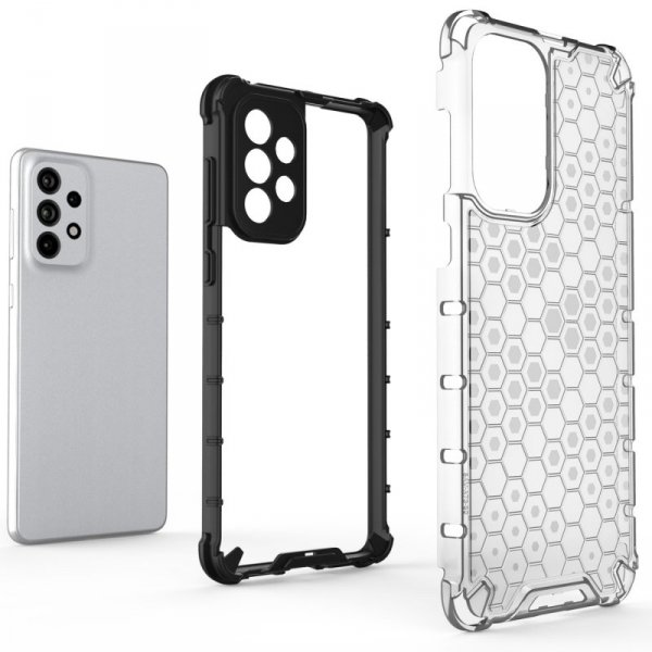 Honeycomb etui pancerny pokrowiec z żelową ramką Samsung Galaxy A73 czarny