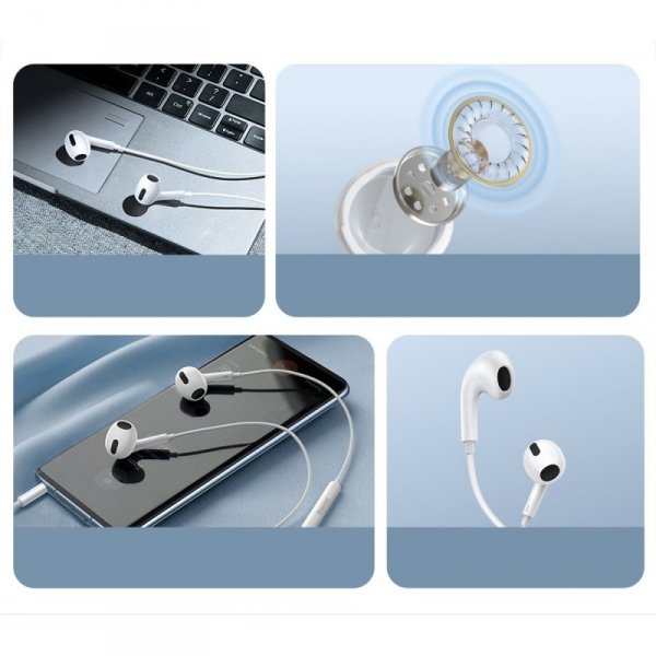Baseus Encok H17 słuchawki przewodowe minijack 3.5mm biały (NGCR020002)