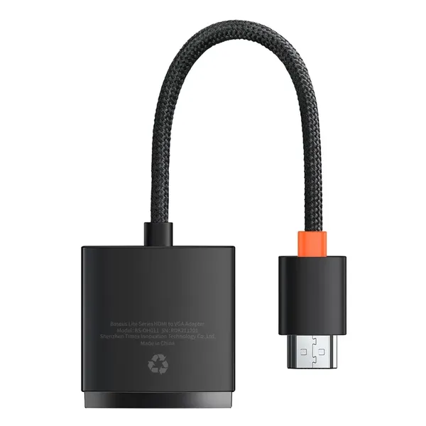 Baseus Lite Series przejściówka adapter HDMI do VGA czarny (WKQX010001)