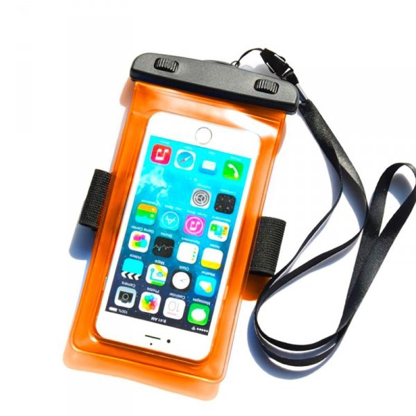 Wodoodporne etui z opaską do telefonu armband PVC - pomarańczowe
