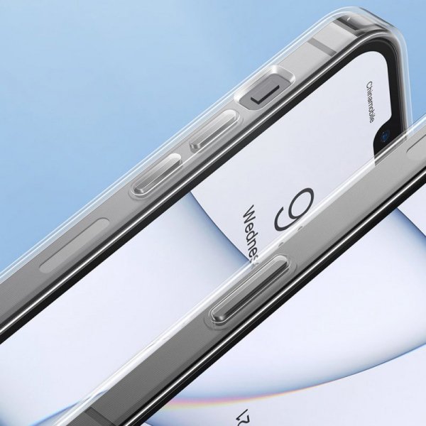 Baseus Frosted Glass Case etui pokrowiec do iPhone 13 Pro Max sztywna obudowa z żelową ramką przezroczysty (ARWS000802)