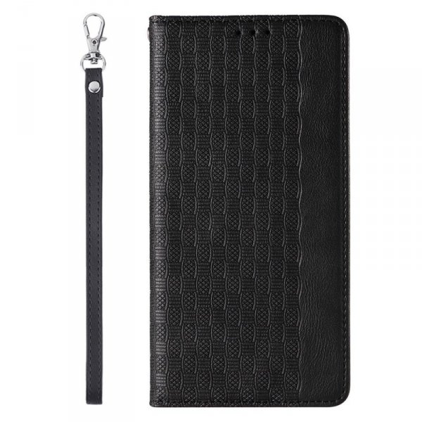 Magnet Strap Case etui do iPhone 13 Pro Max pokrowiec portfel + mini smycz zawieszka czarny