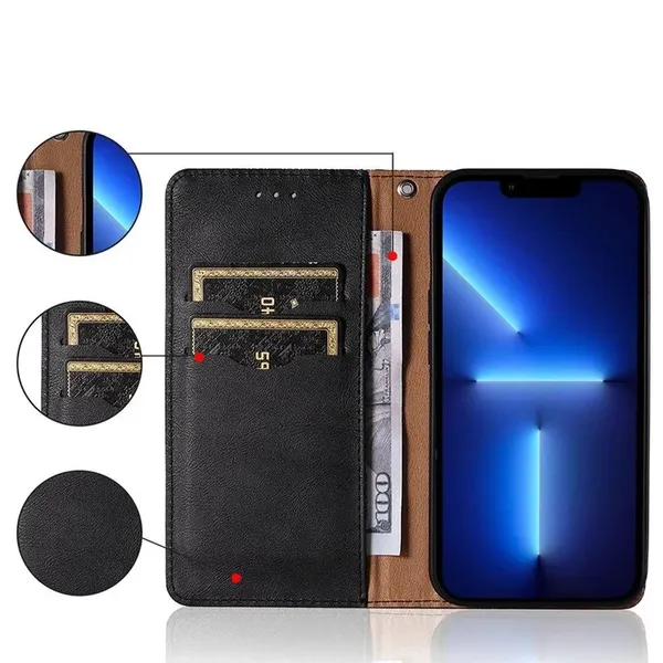 Magnet Strap Case etui do Samsung Galaxy A13 5G pokrowiec portfel + mini smycz zawieszka czarny