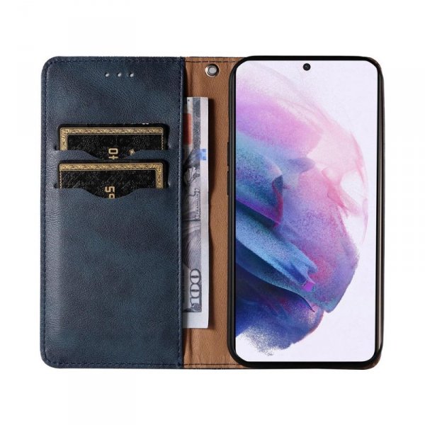 Magnet Strap Case etui do Samsung Galaxy S22+ (S22 Plus) pokrowiec portfel + mini smycz zawieszka niebieski
