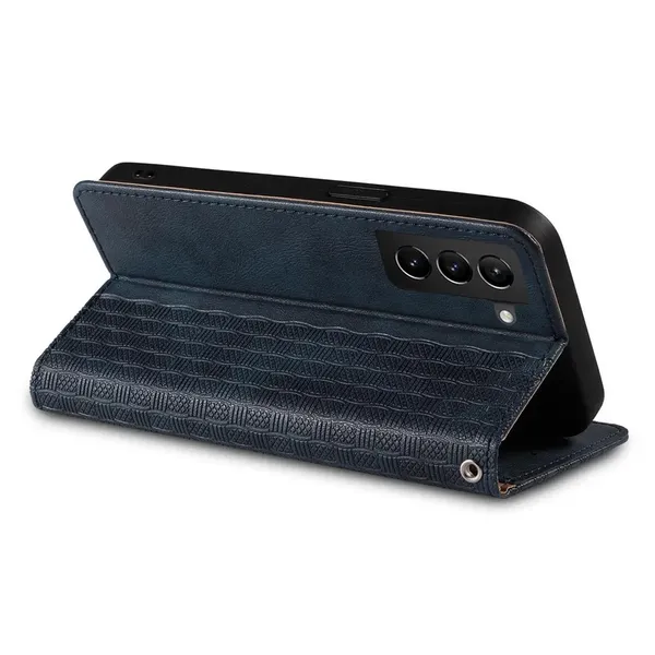Magnet Strap Case etui do Samsung Galaxy S22 Ultra pokrowiec portfel + mini smycz zawieszka niebieski