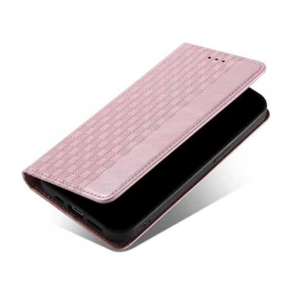 Magnet Strap Case etui do Samsung Galaxy S22 Ultra pokrowiec portfel + mini smycz zawieszka różowy