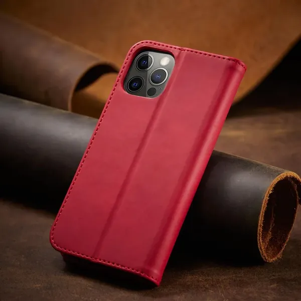 Magnet Fancy Case etui do iPhone 12 Pro Max pokrowiec portfel na karty kartę podstawka czerwony