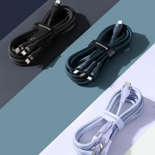 Baseus Flash Series II kabel USB Typ C / USB Typ C / Lightning / micro USB 100 W 1,5 m niebieski (CASS030203)