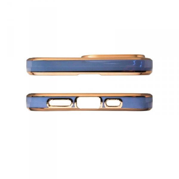 Lighting Color Case etui do Samsung Galaxy A12 5G żelowy pokrowiec ze złotą ramką niebieski