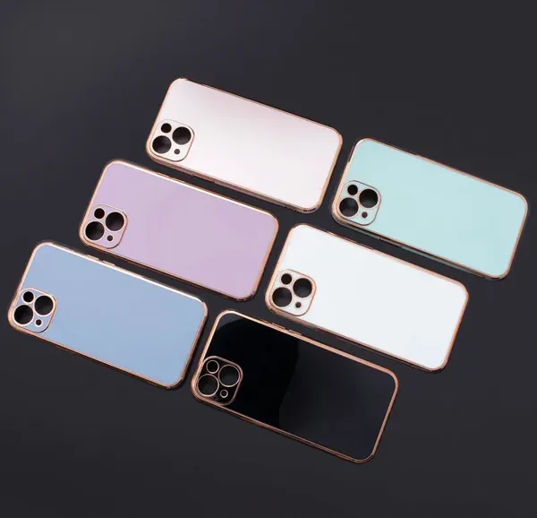Lighting Color Case etui do Xiaomi Redmi Note 11 żelowy pokrowiec ze złotą ramką fioletowy