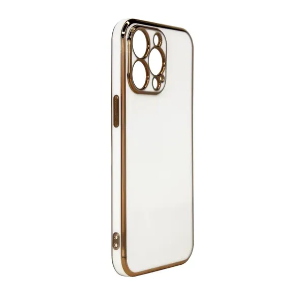 Lighting Color Case etui do iPhone 12 Pro Max żelowy pokrowiec ze złotą ramką biały