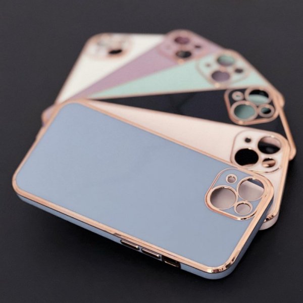 Lighting Color Case etui do iPhone 12 Pro Max żelowy pokrowiec ze złotą ramką biały