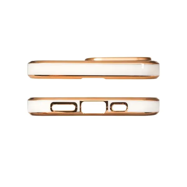Lighting Color Case etui do Samsung Galaxy A12 5G żelowy pokrowiec ze złotą ramką biały