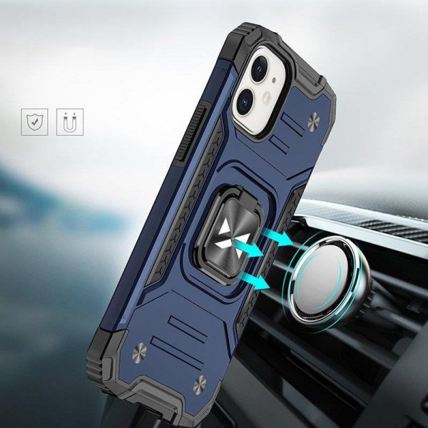 Wozinsky Ring Armor etui iPhone 14 Plus pancerny pokrowiec uchwyt magnetyczny ring niebieskie