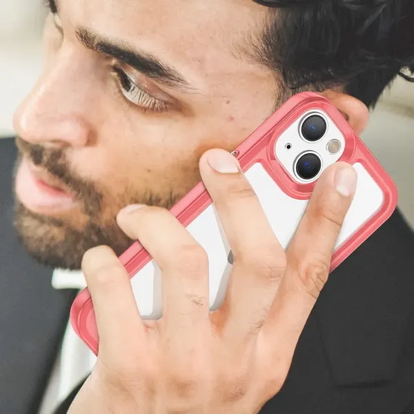 Outer Space Case etui iPhone 14 sztywny pokrowiec z żelową ramką czerwony