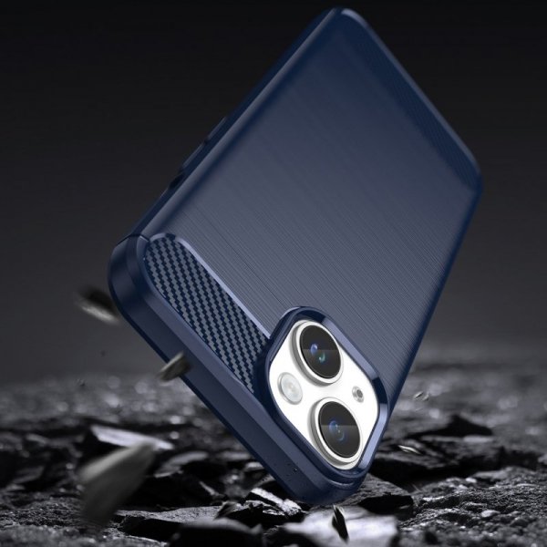 Carbon Case etui iPhone 14 elastyczny żelowy pokrowiec na tył plecki niebieski