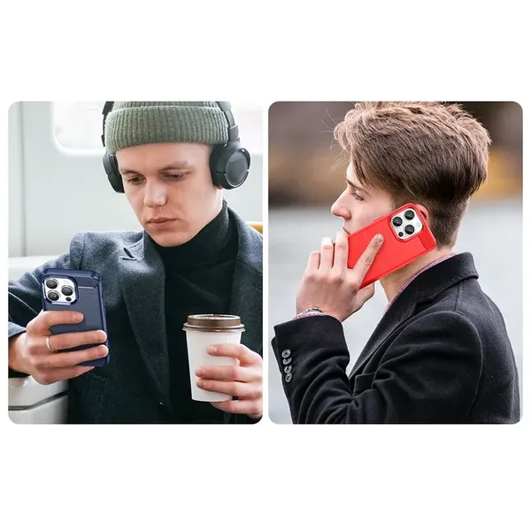 Carbon Case etui iPhone 14 Pro Max elastyczny żelowy pokrowiec na tył plecki niebieski