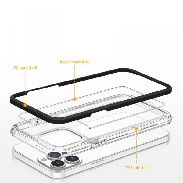 Clear 3in1 etui iPhone 14 Plus silikonowy pokrowiec z ramką czarne