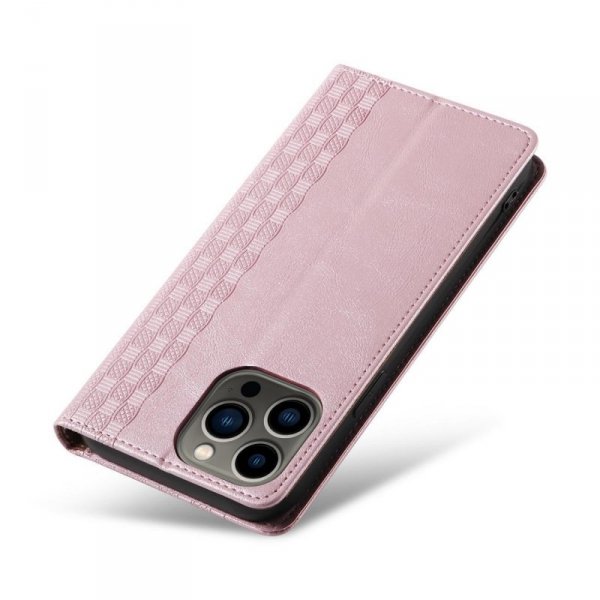 Magnet Strap Case etui iPhone 14 pokrowiec z klapką portfel mini smycz podstawka różowe