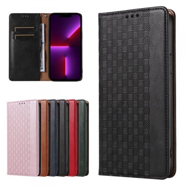 Magnet Strap Case etui iPhone 14 Pro Max pokrowiec z klapką portfel mini smycz podstawka czarne