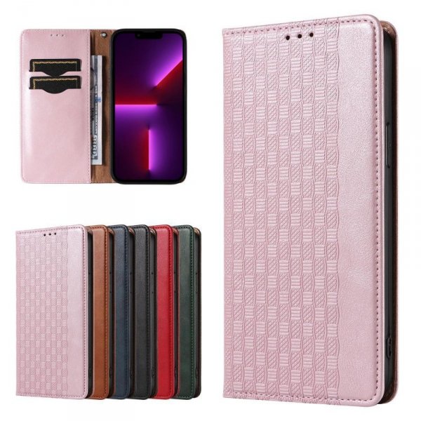 Magnet Strap Case etui iPhone 14 Pro Max pokrowiec z klapką portfel mini smycz podstawka różowe