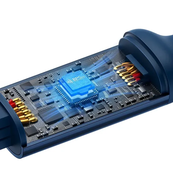 Baseus Bright Mirror 2 zwijany kabel przewód 3w1 USB Typ A - micro USB + Lightning + USB Typ C 66W 1.1m fioletowy (CAMJ010105)
