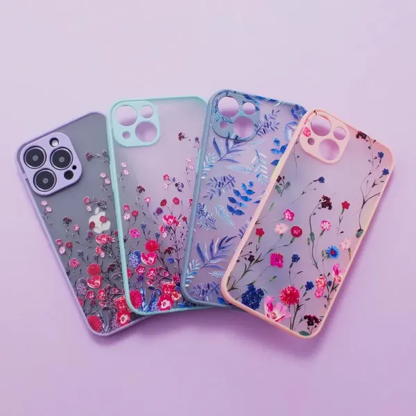 Design Case etui do iPhone 12 Pro pokrowiec w kwiaty jasnozielony