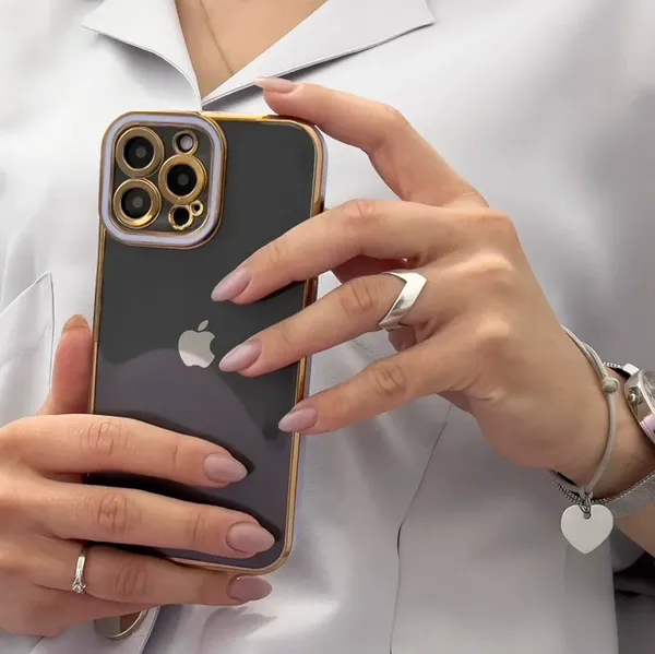 Fashion Case etui do iPhone 12 Pro żelowy pokrowiec ze złotą ramką czerwony