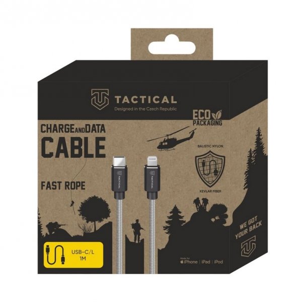 Tactical kabel aramidowy Kevlar Fast Rope USB-C/Lightning MFi - 100cm
