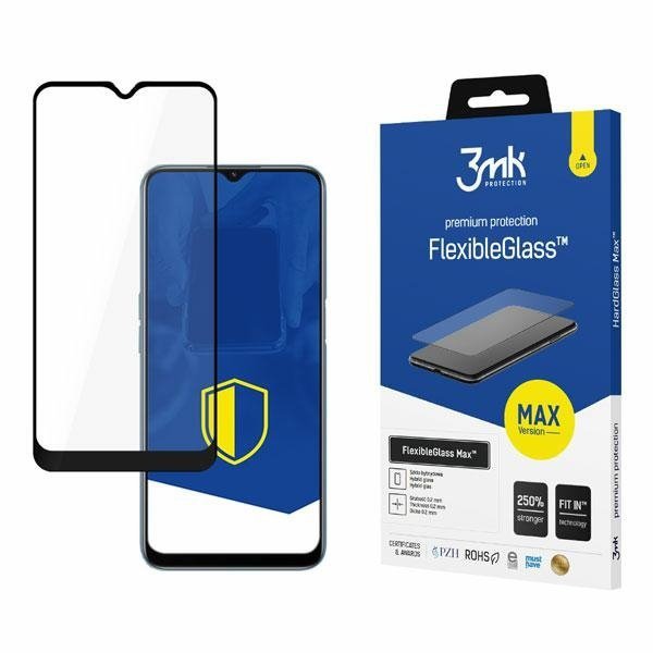 3MK FlexibleGlass Max Oppo A16/A16sczarny/black, Szkło Hybrydowe z wzmocnionymi krawędziami