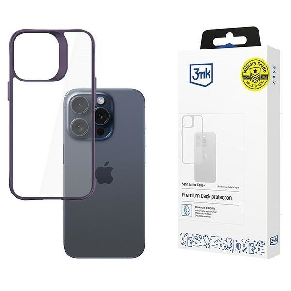 3MK Satin Armor Case+ iPhone 15 Pro Maxfioletowy/purple