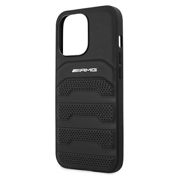 AMG AMHCP13XGSEBK iPhone 13 Pro Max 6,7&quot; czarny/black hardcase Leather Debossed Lines