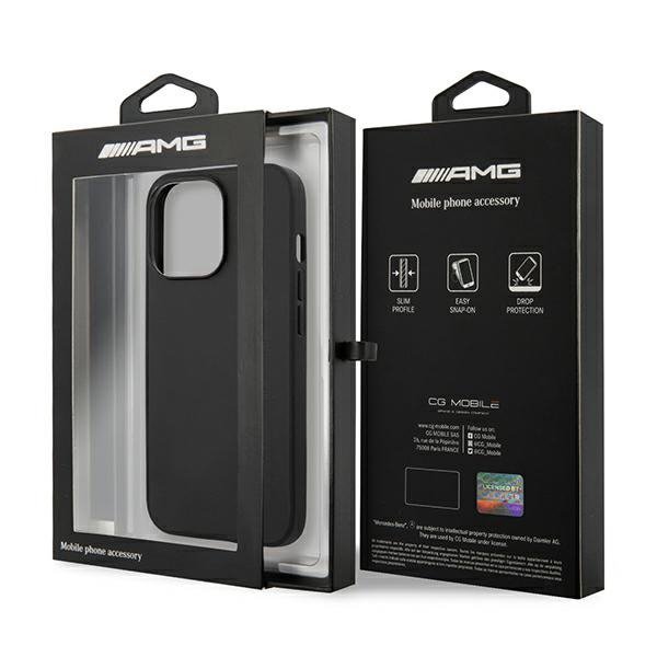 AMG AMHCP14LDOLBK iPhone 14 Pro 6,1&quot; czarny/black hardcase Leather Hot Stamped
