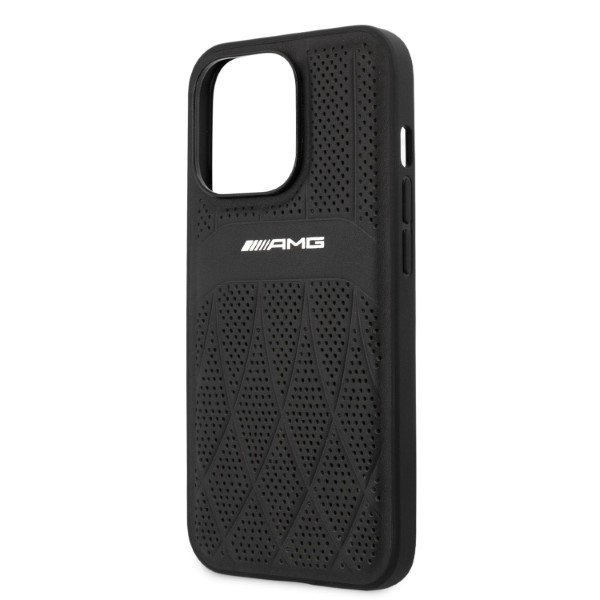 AMG AMHCP13XOSDBK iPhone 13 Pro Max 6,7&quot; czarny/black hardcase Leather Curved Lines