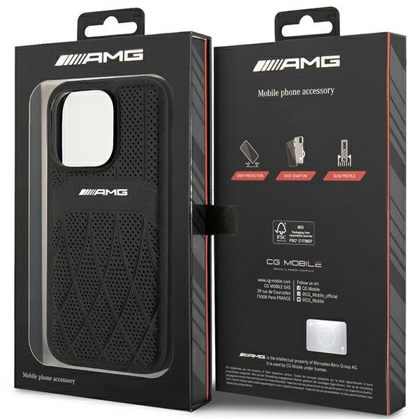 AMG AMHMP14LOSDBK iPhone 14 Pro 6.1&quot; czarny/black hardcase Leather Curved Lines MagSafe