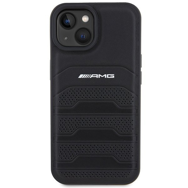 AMG AMHCP15SGSEBK iPhone 15 / 14 / 13 6.1&quot; czarny/black hardcase Leather Debossed Lines