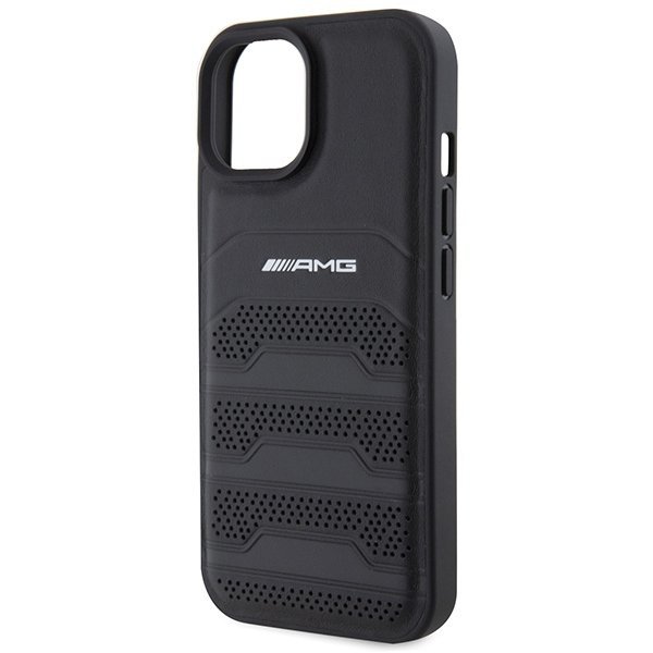 AMG AMHCP15SGSEBK iPhone 15 / 14 / 13 6.1&quot; czarny/black hardcase Leather Debossed Lines