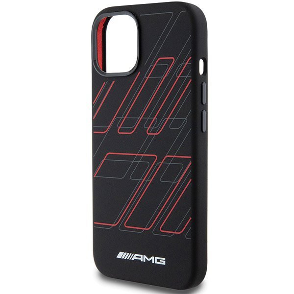 AMG AMHMP15S23SSPK iPhone 15 / 14 / 13 6.1&quot; czarny/black hardcase Silicone Large Rhombuses Pattern MagSafe