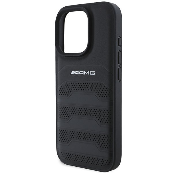 AMG AMHCP16XGSEBK iPhone 16 Pro Max 6.9&quot; czarny/black hardcase Leather Debossed Lines Black Logo