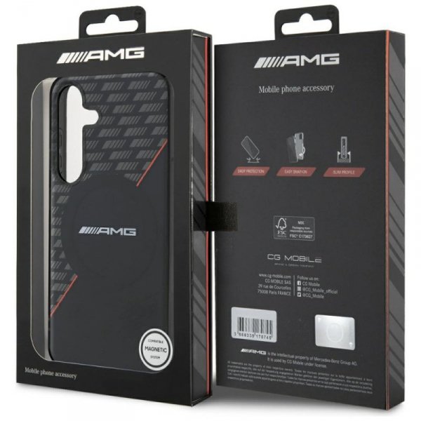 Etui AMG Double Layer Rhombs MagSafe do  Samsung Galaxy S25 czarno-czerwony