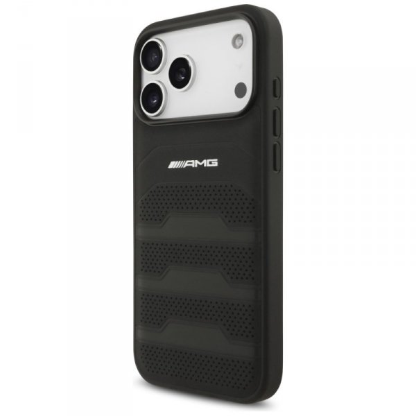Etui AMG Leather Debossed Lines Logo do  iPhone 17 Pro Max czarny