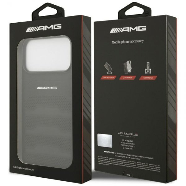 Etui AMG Leather Debossed Lines Logo do  iPhone 17 Pro Max czarny