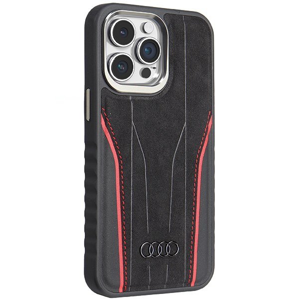 Audi Genuine Leather MagSafe iPhone 14 Pro Max 6.7&quot; czarno-czerwony/black-red hardcase AU-TPUPCMIP14PM-R8/D3-RD