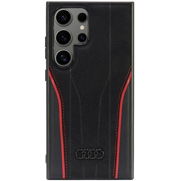 Audi Genuine Leather MagSafe S24 Ultra S928 czarno-czerwony/black-red hardcase AU-TPUPCS24U-R8/D3-RD