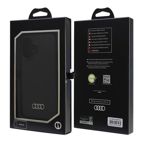 Audi Silicone Case iPhone 16 6.1&quot; czarny/black hardcase AU-LSRIP16-Q3/D1-BK