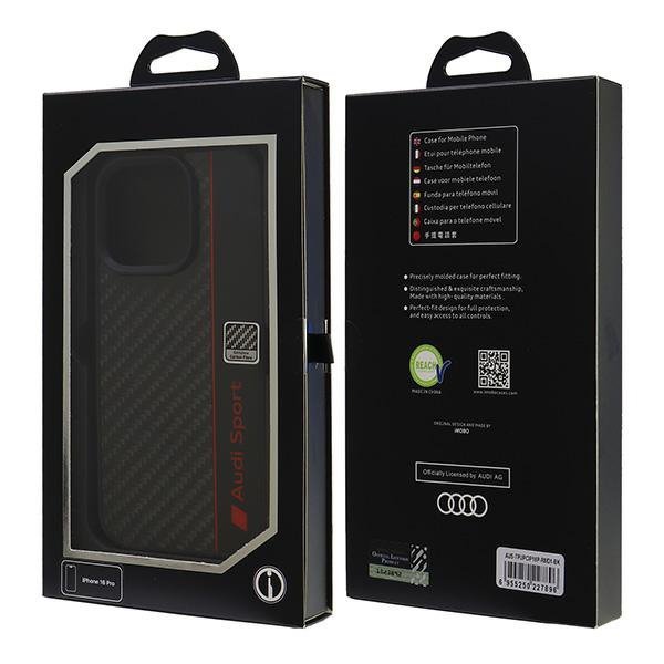 Audi Carbon Fiber Stripe iPhone 16 Pro 6.3&quot; czarny/black hardcase AUS-TPUPCIP16P-R8/D1-BK